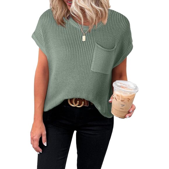 Tops - Women's Casual Knit Tunic Top Lightweight Short Sleeve Pullover Blouses